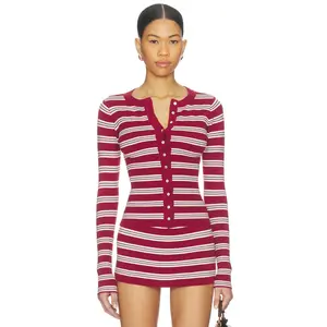 Frankies Bikinis Lenon Cloud Knit Sweater in Collegiate Stripe