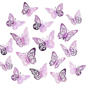 72 Pcs Butterfly Decorations, 3 Sizes 3 Styles, 3D Butterfly Wall Decor, Party Decorations, Birthday Decorations, Butterflies for Crafts, Cake Decorating, Wall Stickers Room Decor, Pale Plum