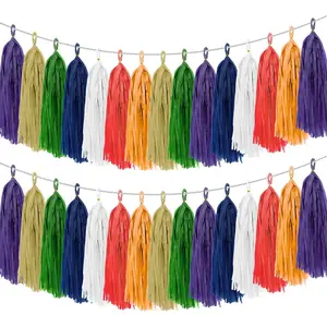 30 count Rainbow Garland,Paper Fringe Banner,DIY Paper Tassels Garland for  Shower Party Decor,Birthday Party,Christmas,Thanksgiving,Father's Day,Mother's Day,Wedding,Celebration and  Decor