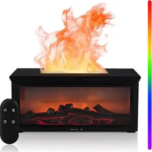 EmberGlow 3D Fireplace Flame Air Diffuser Humidifier with 7-Color Mood Lighting & Ultrasonic Mist for Home Office Yoga Relaxation - Fragrance Machine