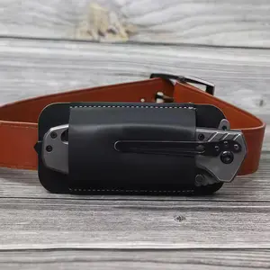 Handmade Leather Vintage Horizontal Knife Sheath, Multi-Functional Tool Storage Box, First Layer Cowhide Safety Concealment System, Hand Tools Sheath