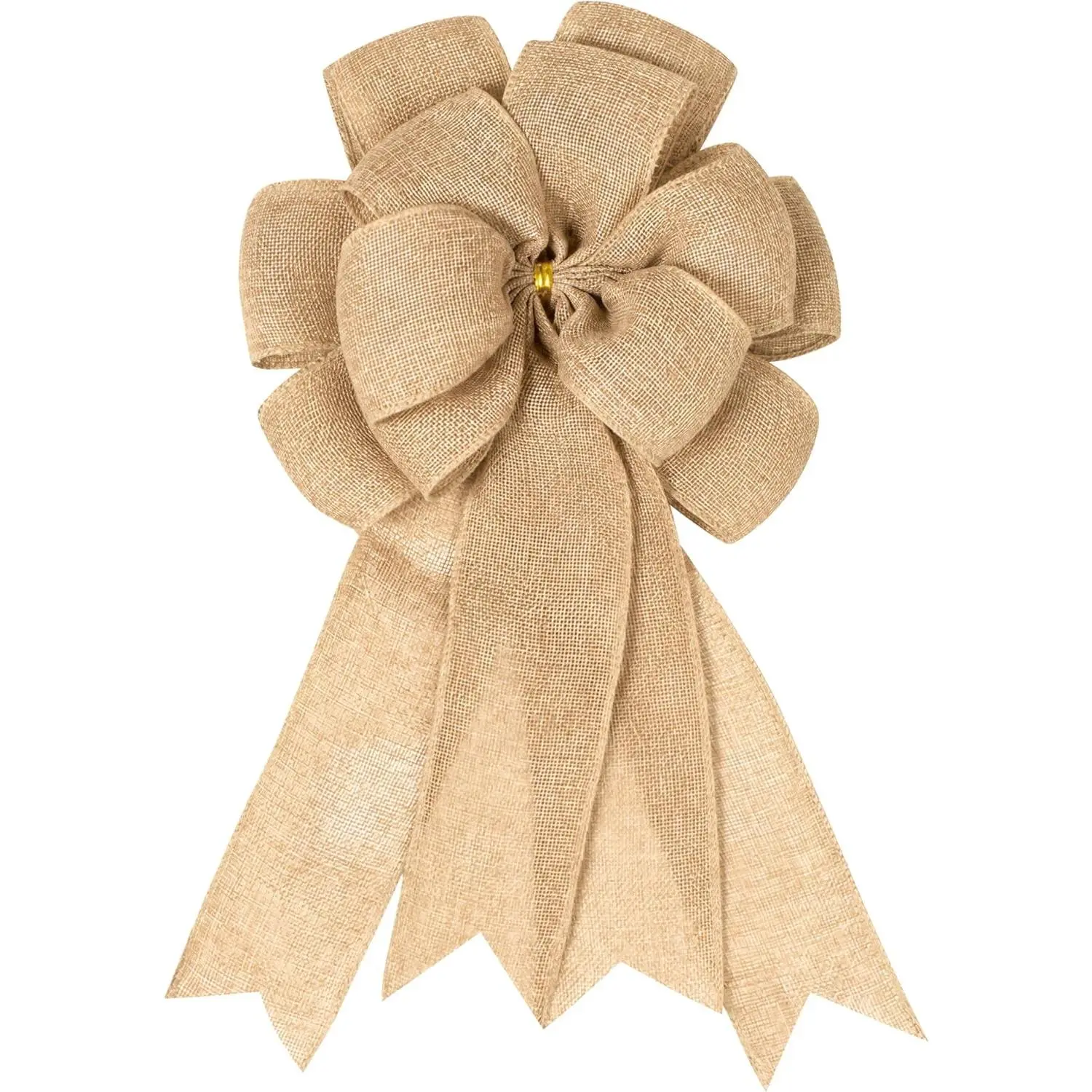 Large 14.9 x 9 Inches Burlap Wreath Bow Rustic Tree Topper Already Made Easter Bow for Farmhouse Home Decorations