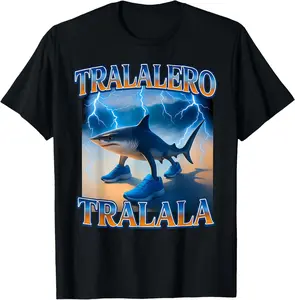 Tralalero Tralala Bootleg Brainrot Italian Brainrot Meme Summer Casual Shortsleeve Cotton T-Shirt