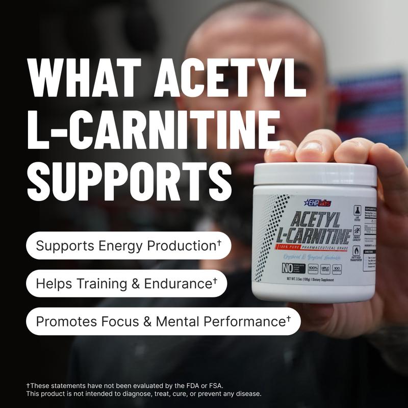 EHPlabs Acetyl L Carnitine Powder 100g  | New Year New Me |  - Supports Natural Energy Production, Naturally Flavored , Supports Healthcare - Carnitine, PCOS - Stack With OxyShred