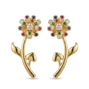 14k Gold Plated Ear Climber / Arete Trepador, Unique Cubic Zirconia Crawler Earrings