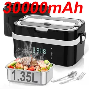 Mother's Day Gift 30000mah Cordless Electric Lunch Box, Auto-Heating Insulated Food Container, 1.35L Portable Meal Tray with Removable Divider, Self Heating Lunchbox