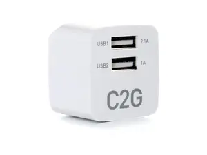 C2G 22322 2-Port USB Foldable Wall Charger for Apple, Android and Tablets - Compatible with Samsung and iPhone - AC to USB Adapter, 5V 2.1A Output, White