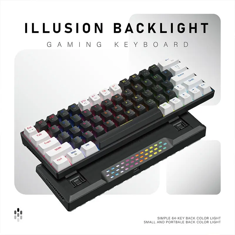 ZIFRIEND KA646 63 Keys Mechanical Keyboard Wired 60% Layout Mini