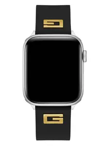 GUESS Male Black Silicon 42-44 mm Band for Apple Watch