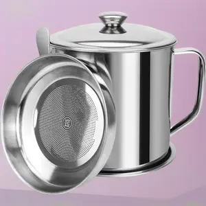 Kitchen Oil Storage Can with Built-in Strainer & Non-Slip Tray – Heat-Resistant Bacon Grease Container for Frying Oil and Cooking Fat