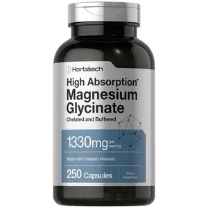 Horbäach Buffered Magnesium Glycinate | 1330mg | 250 Capsules | With Chelated Minerals | Non-GMO, Gluten Free