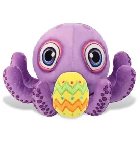 DOLLIBU Purple Octopus Shape Polyester Stuffed Toy - 7.5 in Spring Theme Plush with Yellow Easter Egg, Personalized Kids' Gift, Easter Eggs