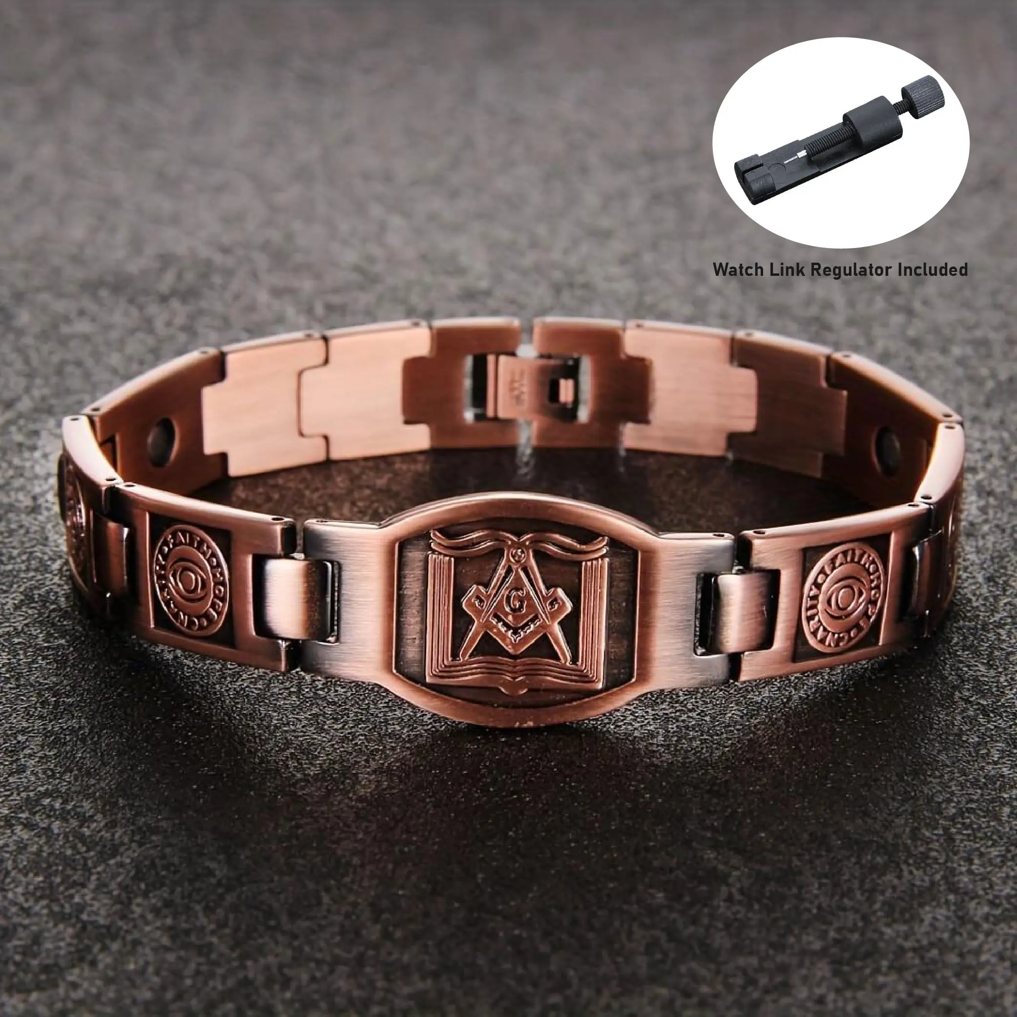 GGIRL Men's Vintage Heavy Solid Pure Copper Magnetic Metal Bracelet, Ultra-Strong Therapy Magnets Link Jewelry, Adjustable Size With Link Remover Tool, Durable Retro Men's Accessories, Ideal Gift for Husbands Friends, Daily
