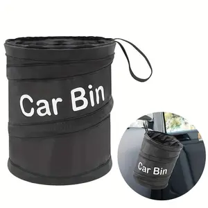 Car Trash Can with Lid, Collapsible Folding Garbage Waste Basket, Multipurpose Automotive Organizer, Interior Accessory for Vehicle Cleanliness, Car Bin