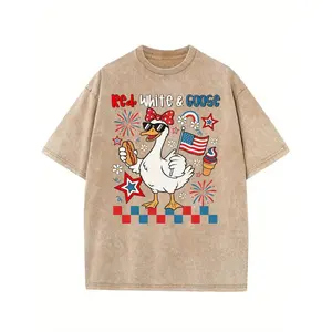 Women's Vintage Washed T-Shirt - 230g Thick Crew Neck Short Sleeve Retro Streetwear Top with Loose Fit - Casual Spring Summer Casual Attire - Soft Breathable Blouse for Women (No Chest Padding/Shortening)