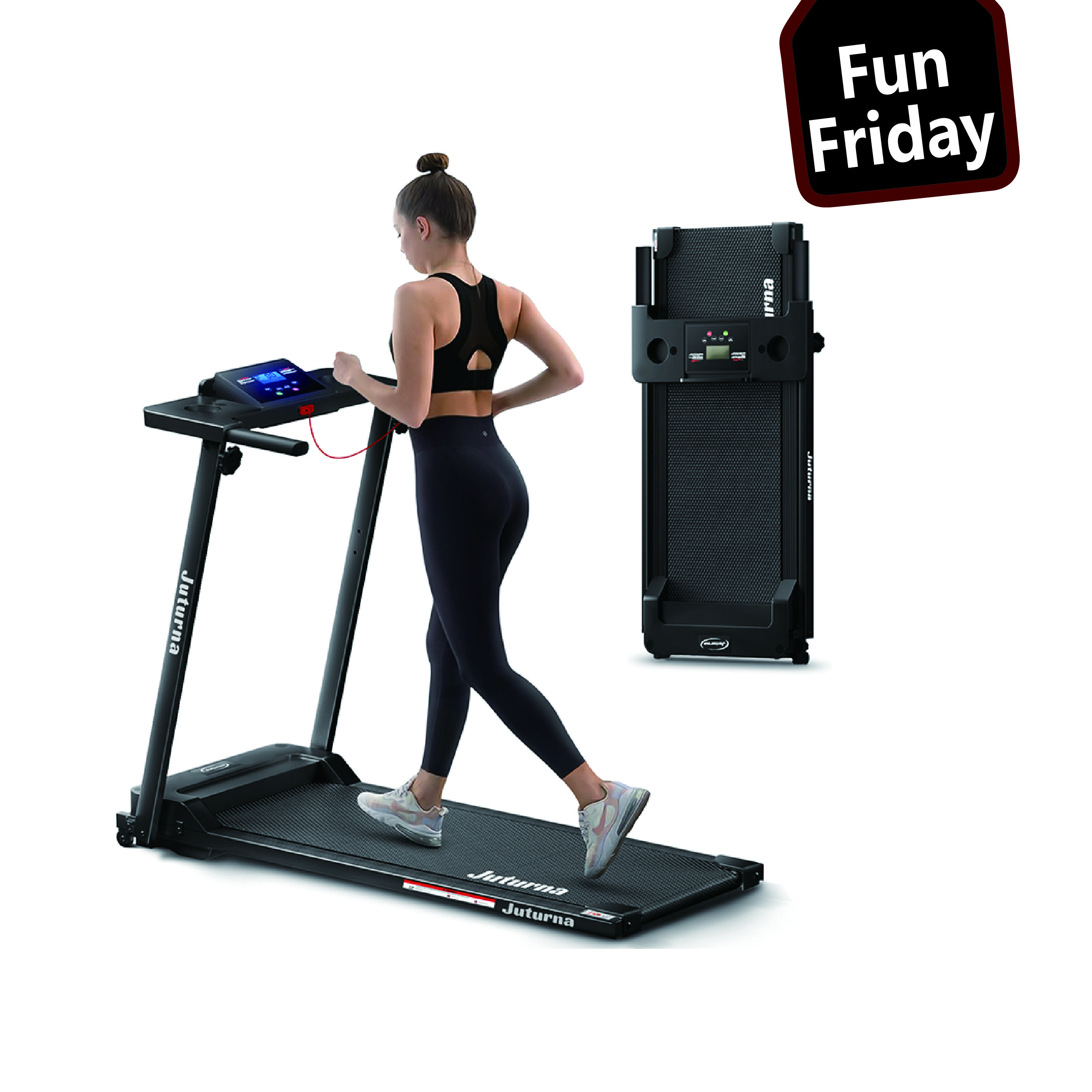 Fun Firday 3-In-1 Foldable Home Treadmill 3.0HP Silent Brushless Motor with Silicone Shock Absorption 300-Pound Capacity Built-In Cup Holder Phone Stand Compact Portable for Indoor Walking Jogging