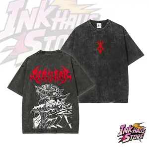 berserk Anime Graphic --Short Sleeve Cotton Unisex Retro wash Tee