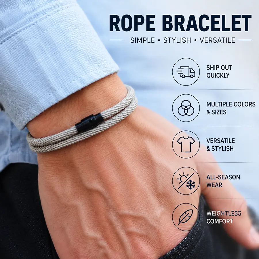 New Minimalist Men Rope Bracelet Double Layer Survival Braclet Homme Accessories Boyfriend Gift Magnet Buckle Pulsera Hombre