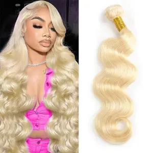 14A Grade 613 Honey Blonde Body Wave Bundles, Brazilian Virgin Human Hair Weave, Tight Double Weft Anti Shedding Unprocessed Real Human Hair 1 Bundle