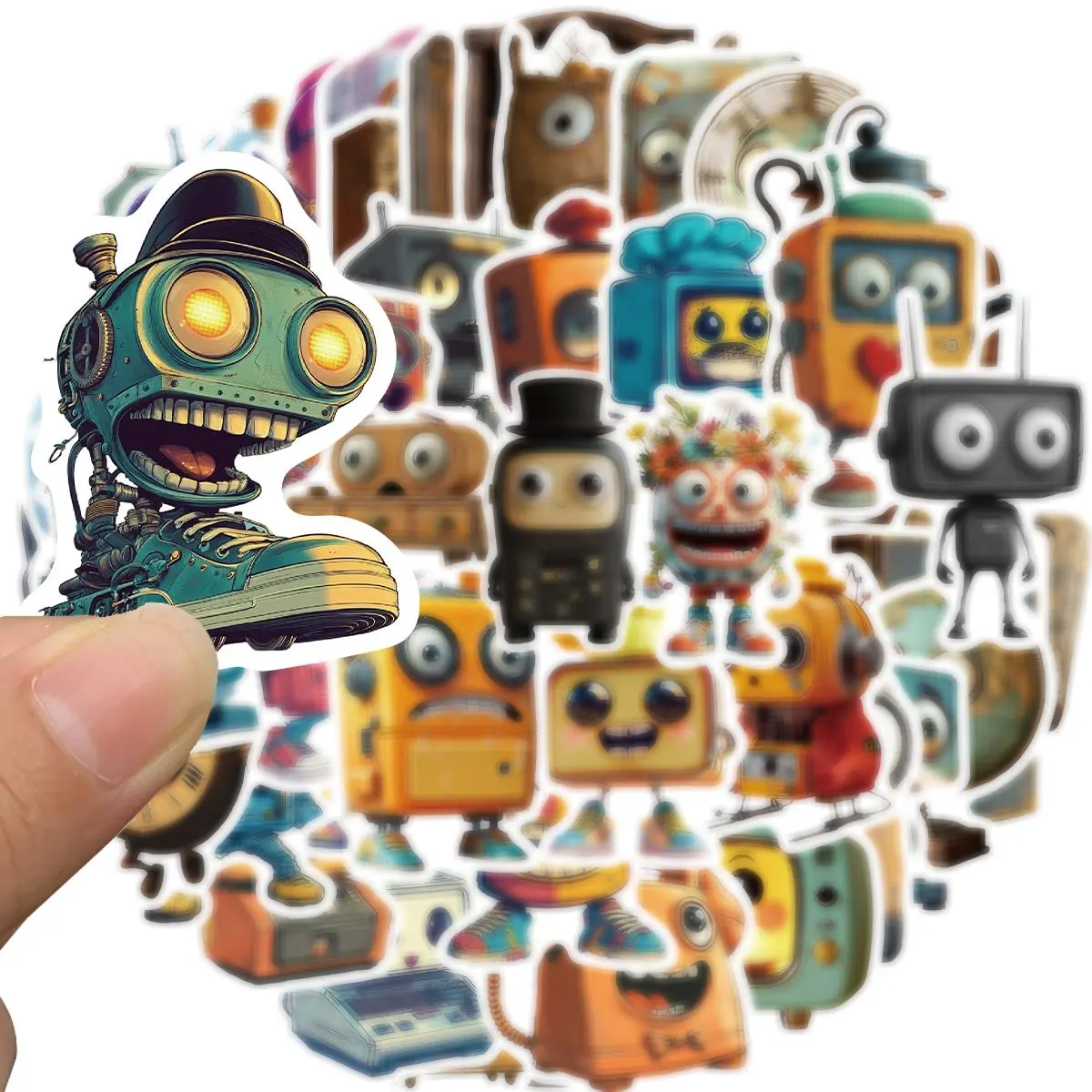 Cute Robot Pattern Sticker, 50pcs/set Science Theme Vinyl Waterproof Decals, Decorative Sticker for Computer Skateboard Laptop Water Bottle Luggage Notebook