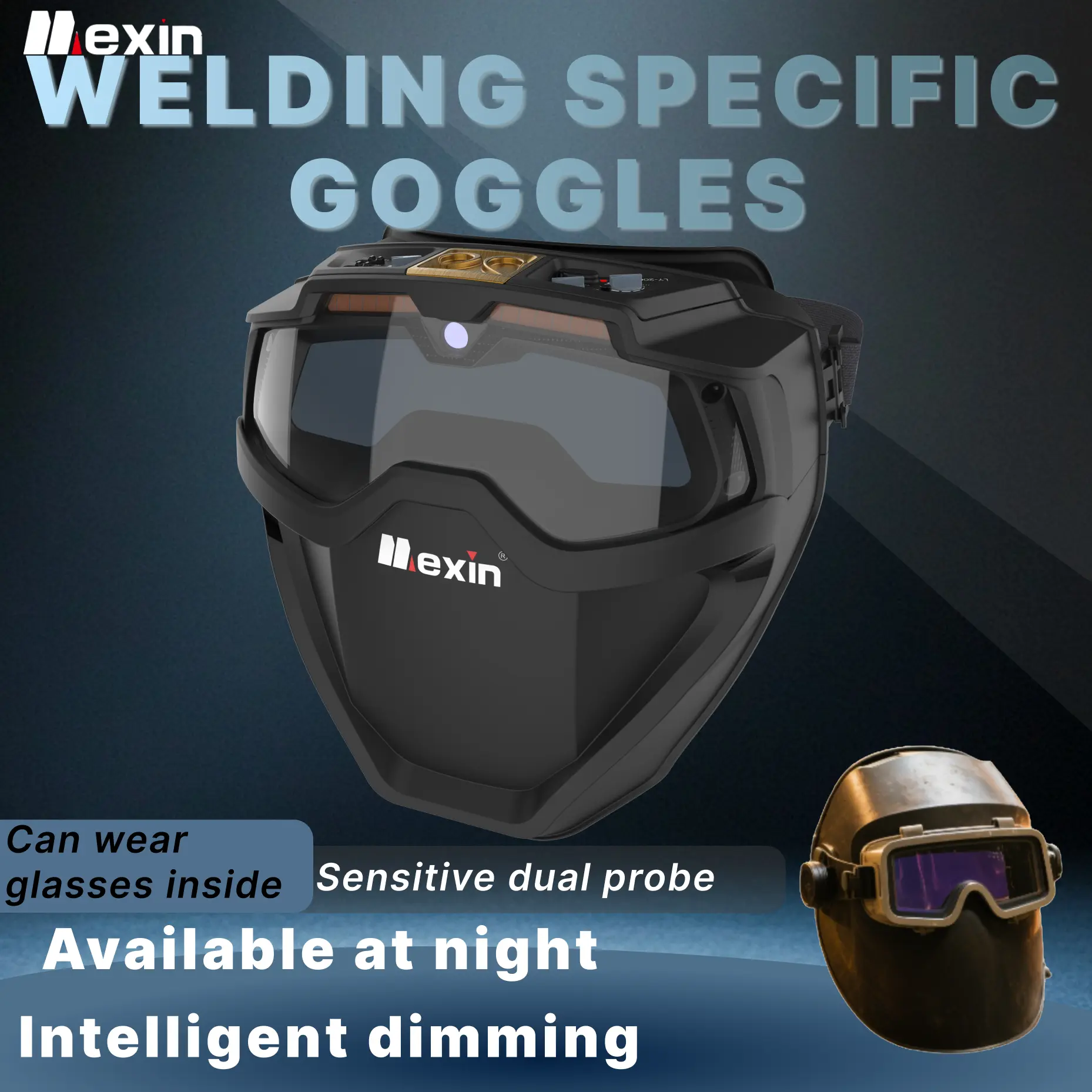 110R face shield Full face protective mask, suitable for welders, strong light radiation protection, brown face protection, scratches and dust protection of wind and sand, sunglasses, dust protection, can be charged via USB or solar power(laser welding)
