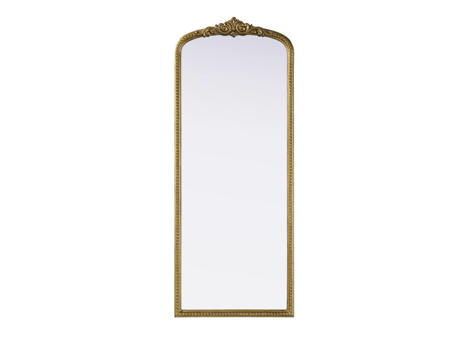 Elegant Decor MR7F2460AB Traditional 24x60 in. Naomi Vintage Durable Resin Wall Mirror - Antique Brass Metal Frame, Lightweight, MDF Backing, Wall Mount, Arch Top Brass 60-inch Floor Mirror for Room Decor Enthusiasts