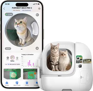 PETKIT Purobot Max Pro 2 Cat's Facial Recognition AI-Camera Automatic Cat Litter Box, Extra Large Opening 210° Wide Angle, 5G WiFi App Control Self Cleaning Litter Box, Odor-Free & Integration Safety