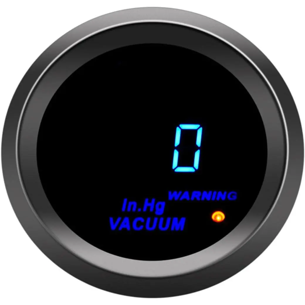 Car Digital Vacuum Gauge, Universal Meter Kit, 2" 52mm & Blue LED Light Display