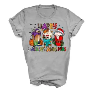 Happy Hallothanksmas Graphic Tee, 100% Cotton Menswear Top