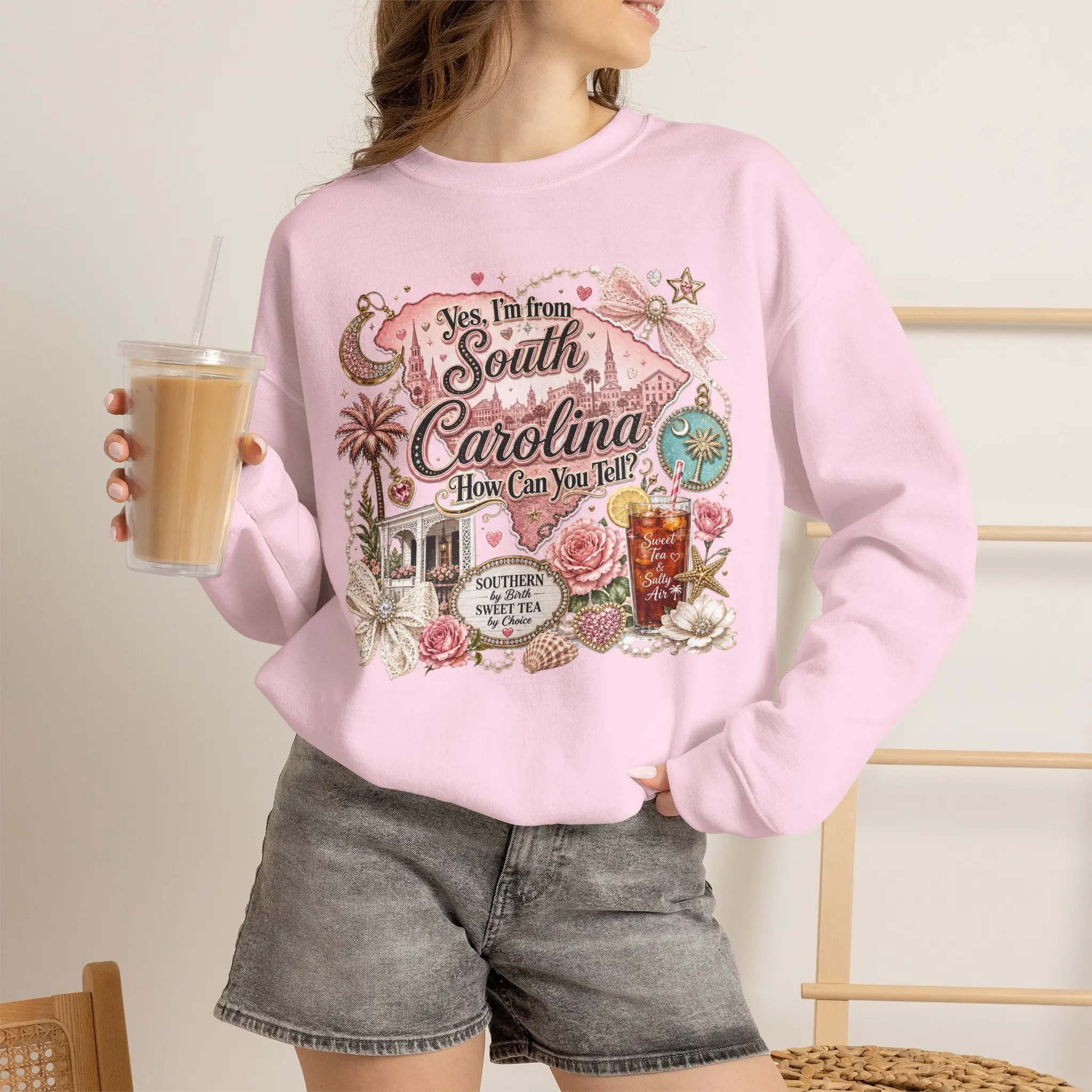 Yes, I'm From South Carolina Sweatshirt | State Pride Collage, Palmetto Rose Design