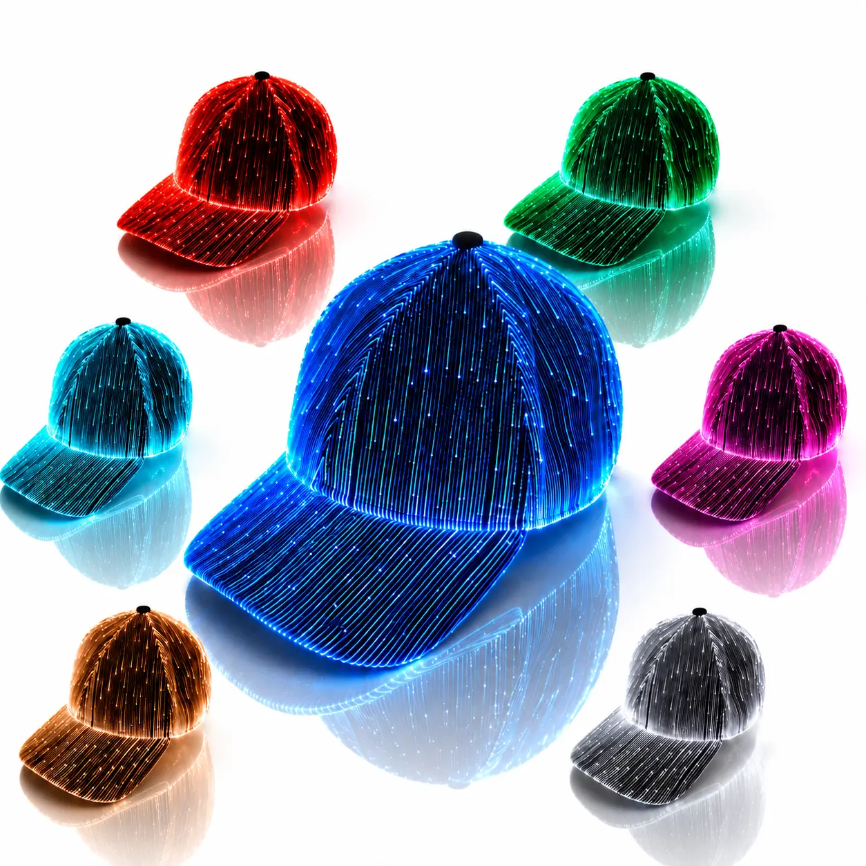 LED Light Up Fiber Optic Baseball Cap | Rechargeable 7-Color Hat with 5 Modes, Night Running & Walking Safety Gear, Cool Halloween Costume, Party, Rave & Music Festival Accessory