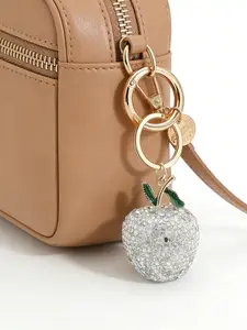 New Silver Apple Shaped Bag Charm, Cute Casual Style, Perfect for Women and Kids, Ideal Gift for Holidays, Keychain, Car Key Holder, Phone Chain