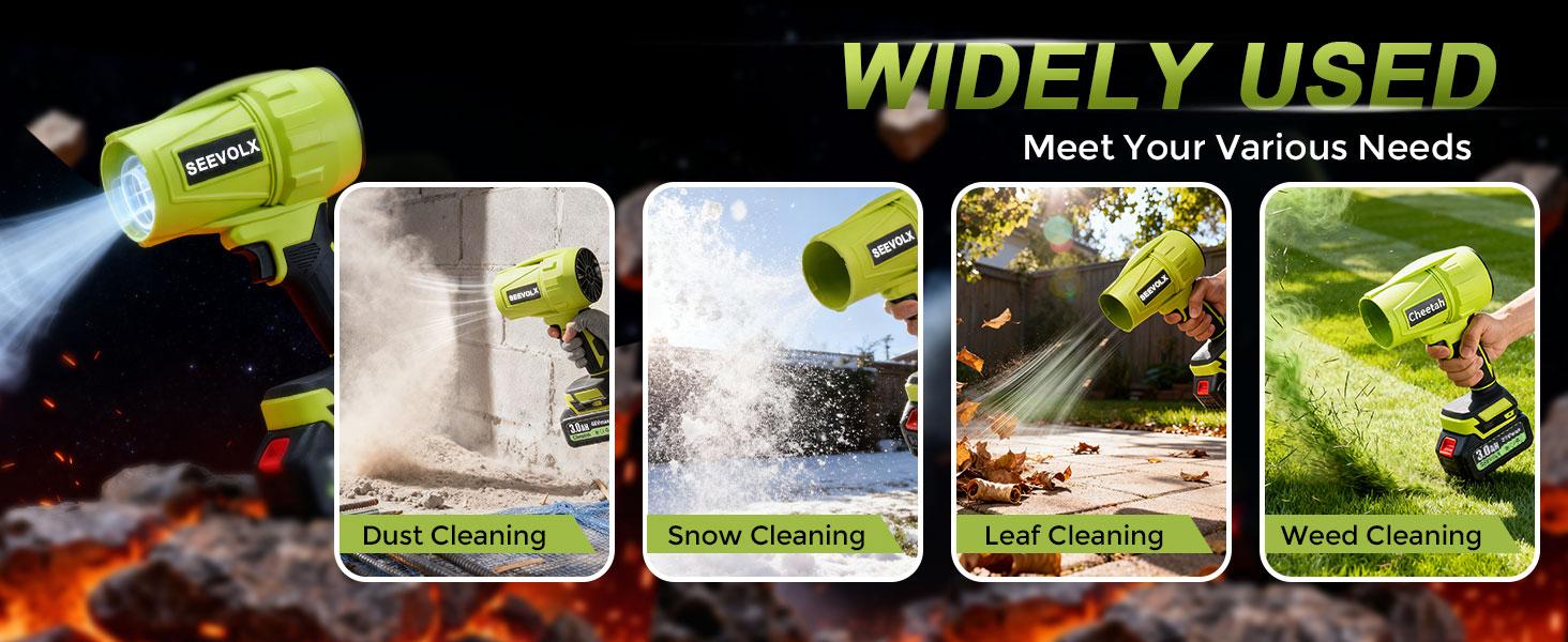 Cheetah 21Vmax Cordless Turbo Jet Blower, Cordless Leaf Blower, Brushless Motor TurboFan with 2 x 3000mAh Batteries & Charger, 3 Nozzles, for Car Drying, Dust Cleaning, Snow Removal Cheetah 21Vmax Cordless Turbo Jet Blower, Cordless Leaf Blower, Brushless Motor TurboFan with 2 x 3000mAh Batteries & Charger, 3 Nozzles, for Car Drying, Dust Cleaning, Snow Removal