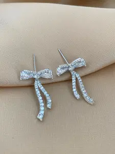 Elegant Butterfly Knot Drop Earrings for Women, Full Rhinestone Zirconia, Luxurious Sweet Design, Daily Commute Holiday Party Wear