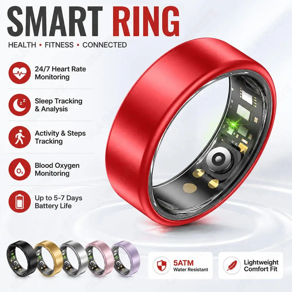 Smart Ring Heart Rate Blood Pressure Sleep Monitor Track Waterproof Men Women Smart Ring For Android IOS Holiday Gift New R12