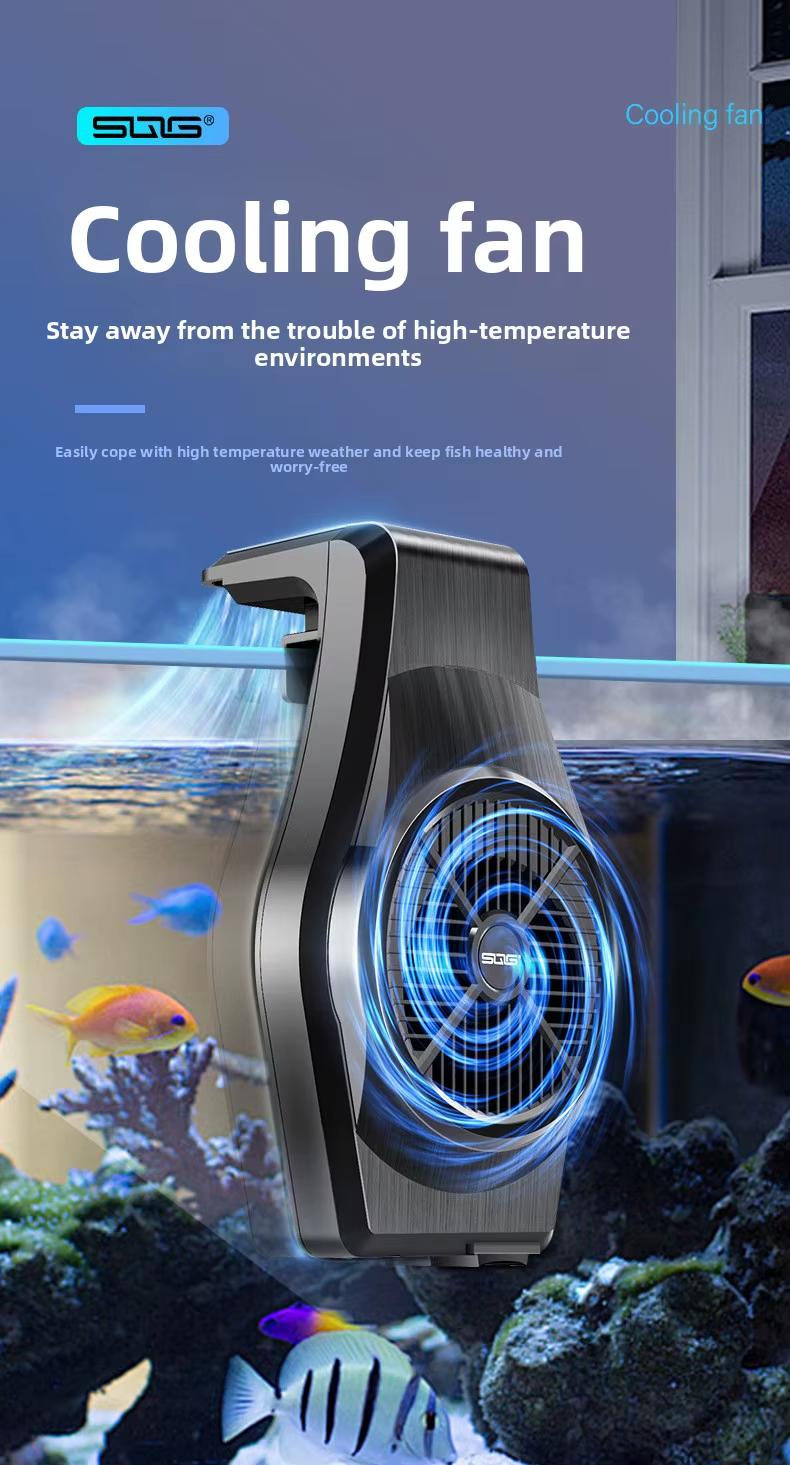 Aquarium Cooling Fan Adjustable Wind Speed Effectively Reduce Water Temperature Prevent Fish Heat Stress Perfect For Household Small Medium Fish Tank Fresh Salt Water Breeding Use