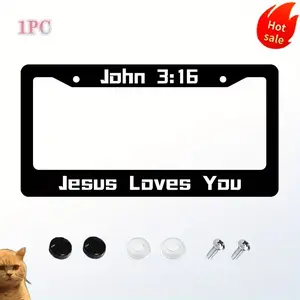 1pc John 3:16 License Plate Frame Jesus Loves You License Plate Holder Christian Front or Rear Car Emblem Fun Car