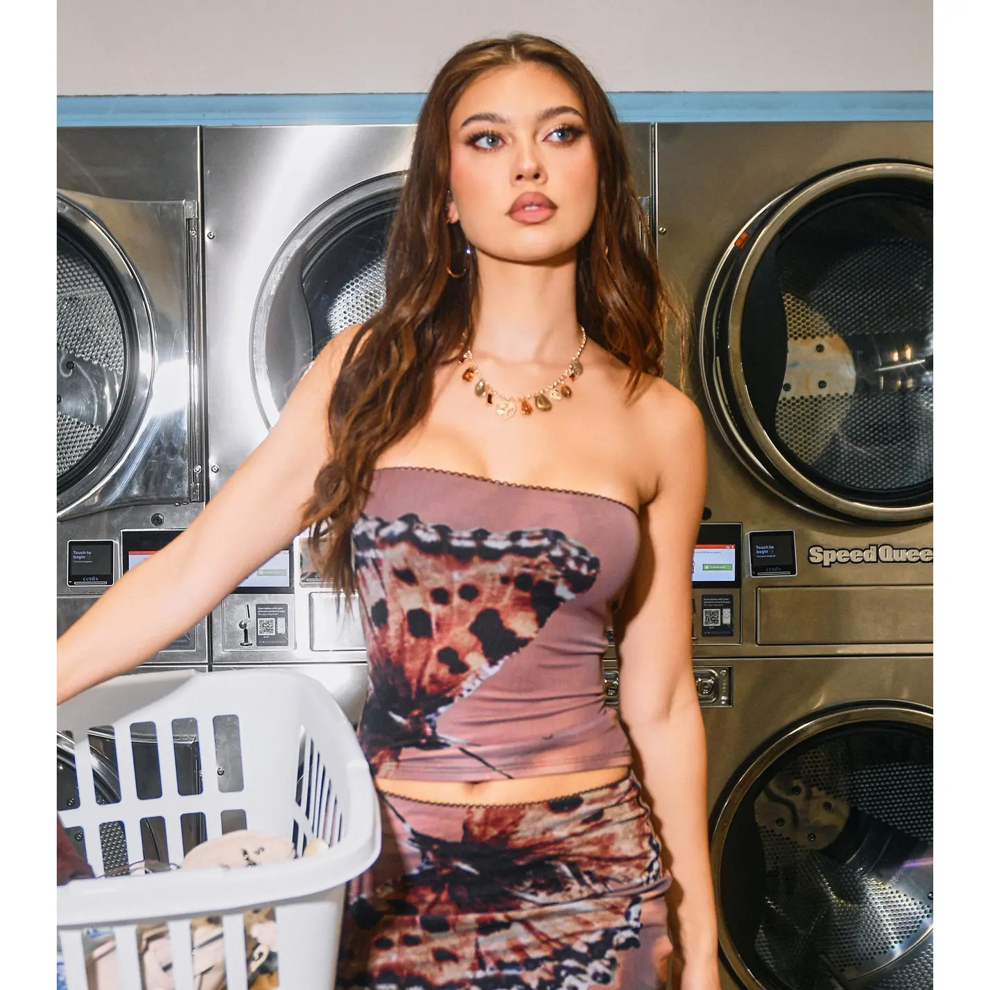 Pretty Bold Butterfly Print Mesh Tube Top