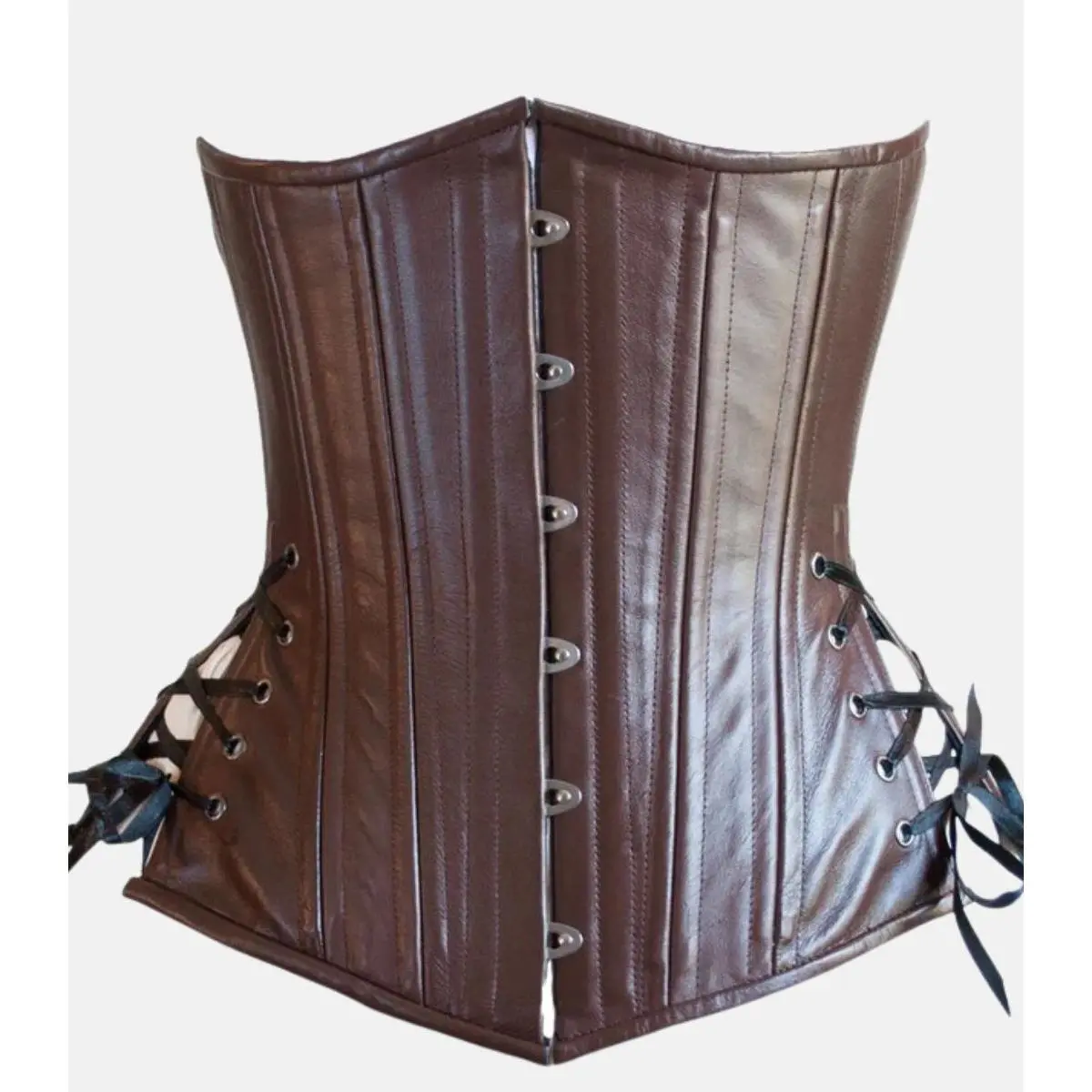 Women's Brown Slim fit Leather Corset with Side & Back Laced