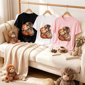 Women's Vintage Graphic Tees - Punch The Monkey Shirt Viral Baby Macaque Cute Tee | Trendy Baby Monkey Casual Tops