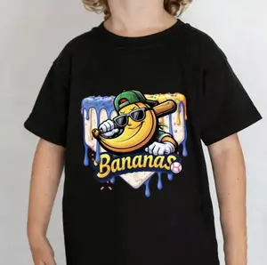 Banana Baseball Drip Shirt, Retro Ice Cream Drip Baseball Tee, Funny Game Day Top, Baseball Fan Gift, Family Banana Matching Tshirt, All-Season Outfit For Boys & Girls, Perfect For Daily Wear, Youth Clothings Available In Sizes XS–XL
