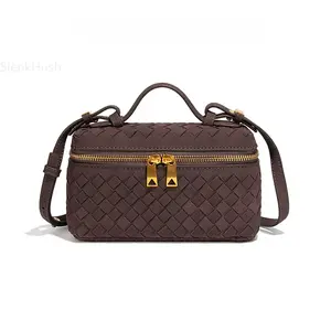 Women's 6196-1 Retro Matte Hand-woven Portable Box Bag, 2025 New Fashion Crossbody Shoulder Messenger Bag for Sports & Outdoor Protective Gear Storage, Crossbody Bags