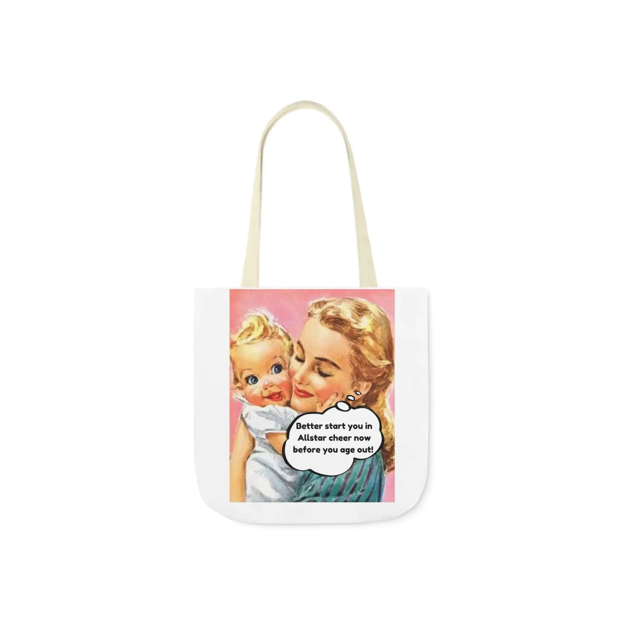Funny Cheer Mom Canvas Tote Bag, Colorful Straps, Cheerleading Team Mom Gift, Mother's Day Present, Sports Mom Accessories,
