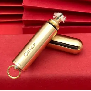 Portable Brass Fire Starter Tool, Waterproof Reusable Ignition Kit, Durable Compact Design, Easy Carry For Camping Hiking Outdoor Emergency Daily Use, No Fuel Contained