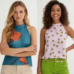 Women Y2k Halter Top, Sleeveless Tops Backless Dots/flower Print Summer Vest For Club Party