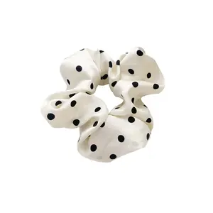 Large Scrunchies White Polka Dot Scrunchie Fairy Style French Retro Korean Hair Tie Mori Style Niche Hair Accessory scrunchie  business