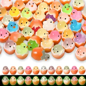 30pcs Easter Cracked Egg Chick Decorations, Mini Egg Basket Fillers, Luminous Chick Eggshell Decorations, Holiday Party Supplies, Festive Decorations