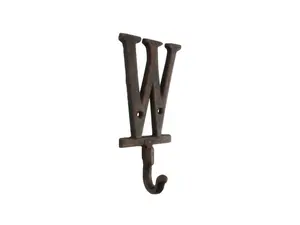 Handcrafted Model Ships K-9056-W-rc 6 x 1 x 3 in. Rustic Copper Cast Iron Letter W Alphabet Wall Hooks