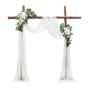 VEVOR Artificial Wedding Arch Flowers Kit White With 2 Pcs Flowers 1 Pcs Drapes