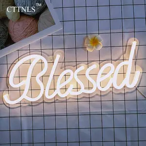 Blessed Letter Design Neon Sign Light, USB Powered LED Neon Light, Decorative Neon Sign Light for Home Bedroom, Office Decor, Party Decor, Neon Lamps